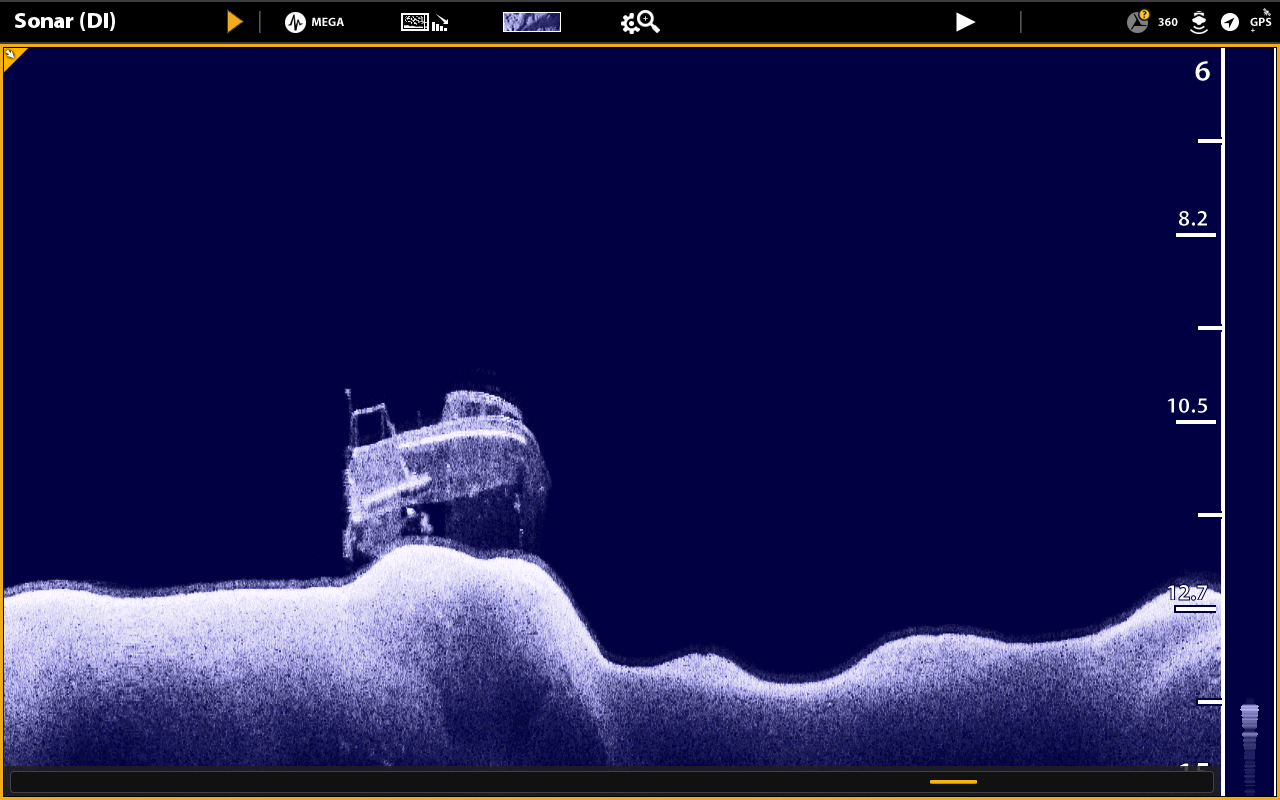 Autobus op de Down Imaging van Humminbird Helix.