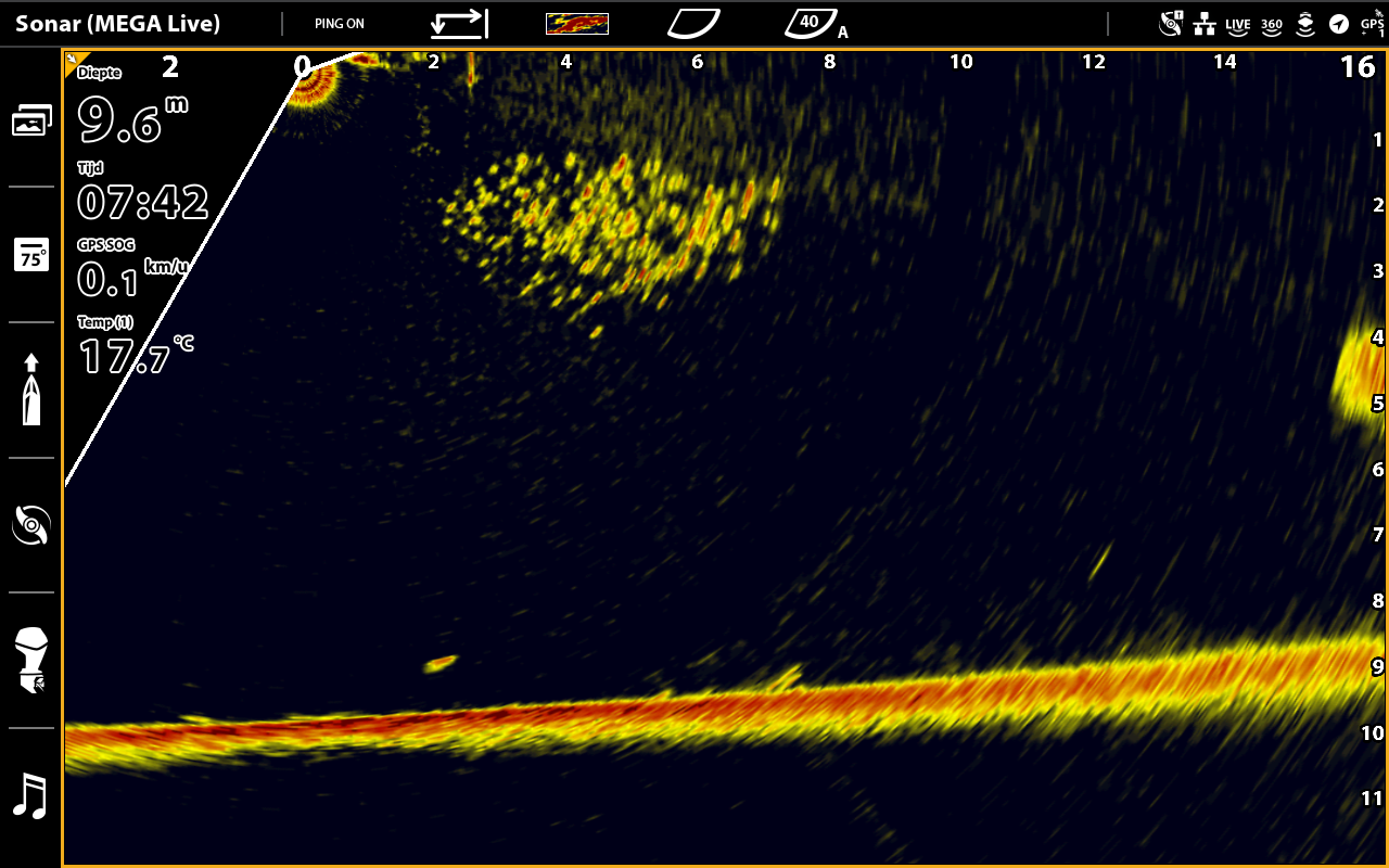 Een enkele vis op Side Imaging, Humminbird Helix.