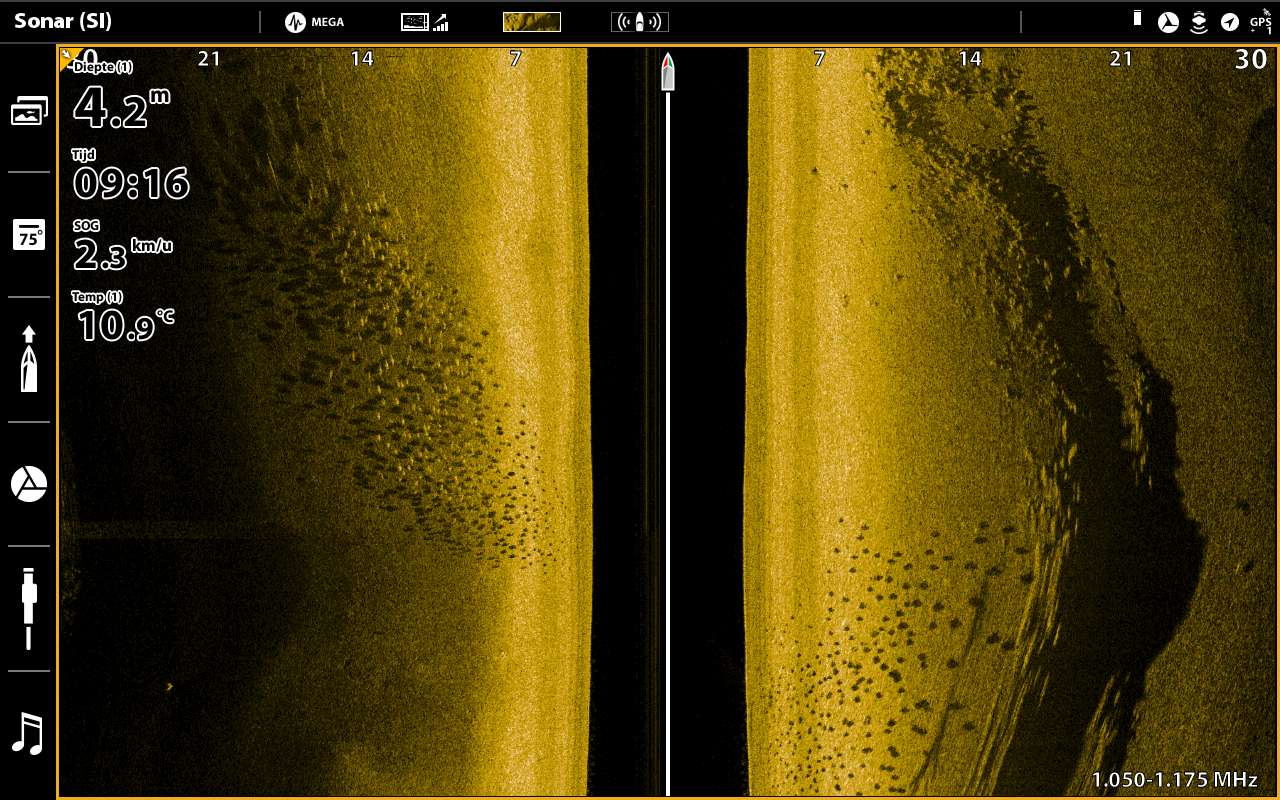 Brasem op de Humminbird Onix 4x ingezoomd.